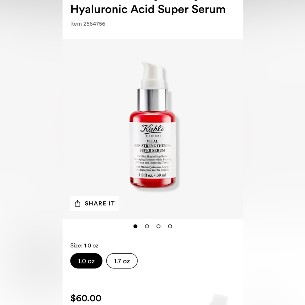 FREE GIFT Kiehl’s vital skin strengthening super serum